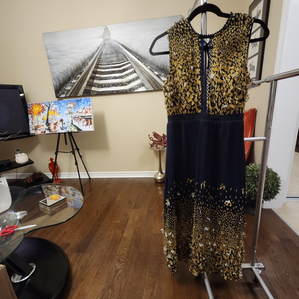 Foxiedox Blue and Golden Yellow Evening Dress